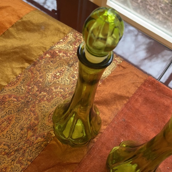 Vintage Avon Bird of Paradise sea green decanter set, Bud vase, oil/vinegar - Picture 9 of 9